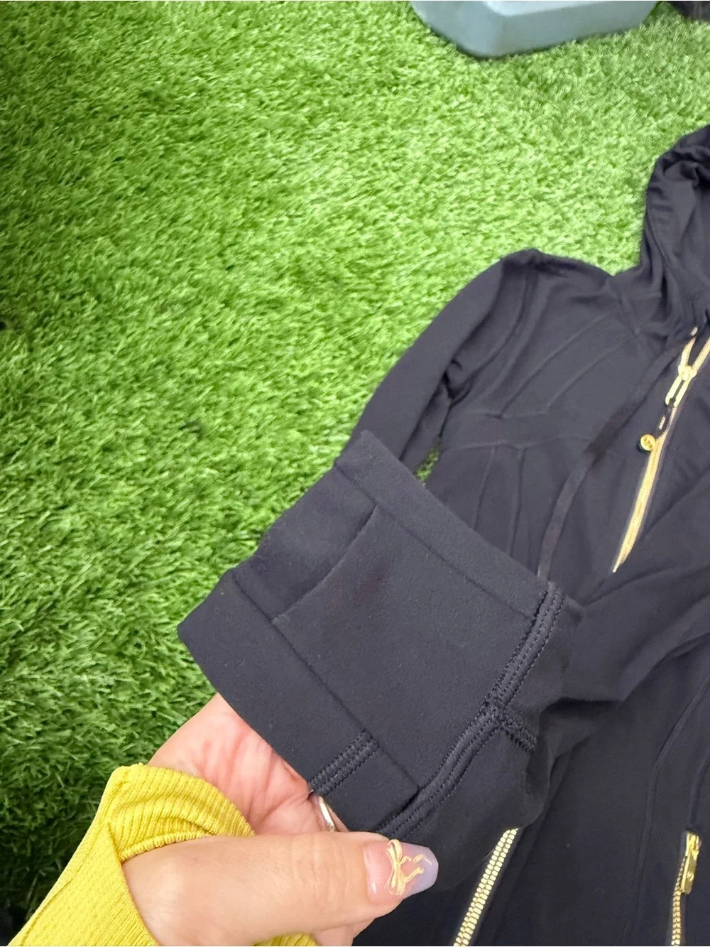 Lululemon Define Jacket Hoodie Gold Hardware Soft Nulu Square Dot Size 0